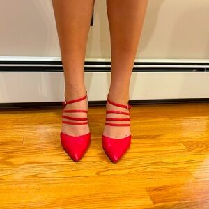 WHBM Red Angelica Strappy Stiletto Heels size 8